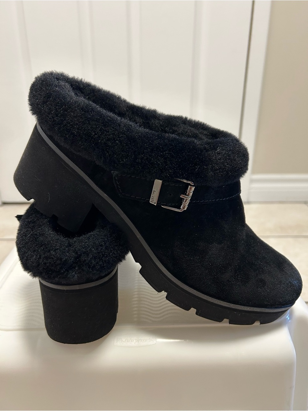 Bussola Palermo Women’s Genuine Leather Fur Sabots Size 9.5